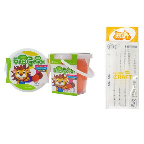 하비클레이 500g x 2p + 점토 도구 5종 세트, 주황(클레이), 1개