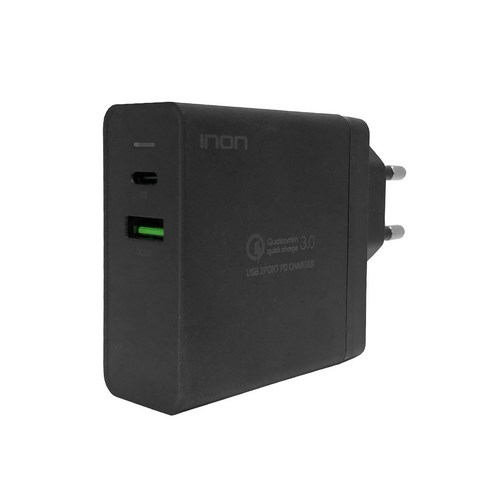 아이논 퀵차지 3.0 63W 2포트 USB PD 고속 멀티 충전기 IN-UC210P, 블랙, 1개