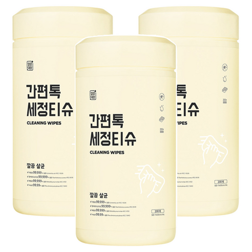깔끔대장 간편톡 세정티슈 200p, 3개