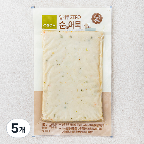 올가홀푸드 밀가루 ZERO 순어묵 네모, 195g, 5개