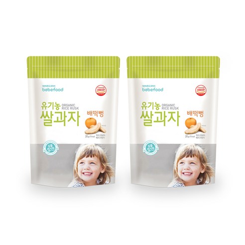 베베푸드 유기농 쌀과자 떡뻥 20g, 배, 2개