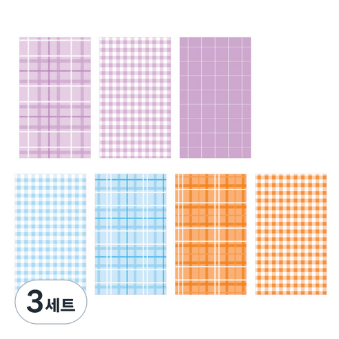아이씨엘디자인 다꾸 배경 메모지 플레인 체크 7종 x 10p 세트, B, 3세트