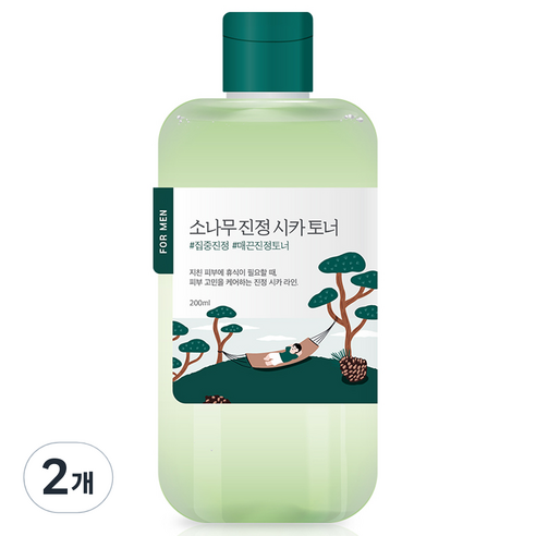 라운드랩 포 맨 소나무 진정 시카 토너, 200ml, 2개