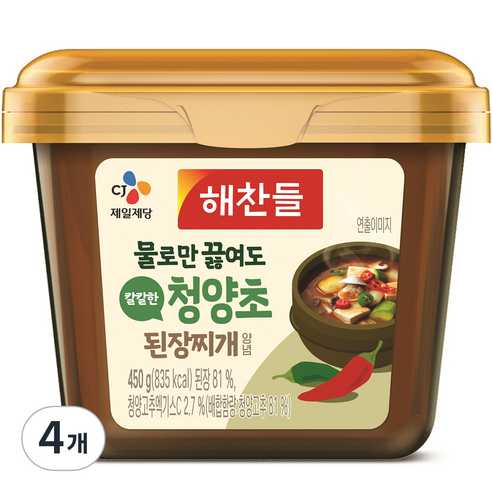 해찬들 그대로 끓여먹는 청양초 된장찌개양념, 450g, 4개