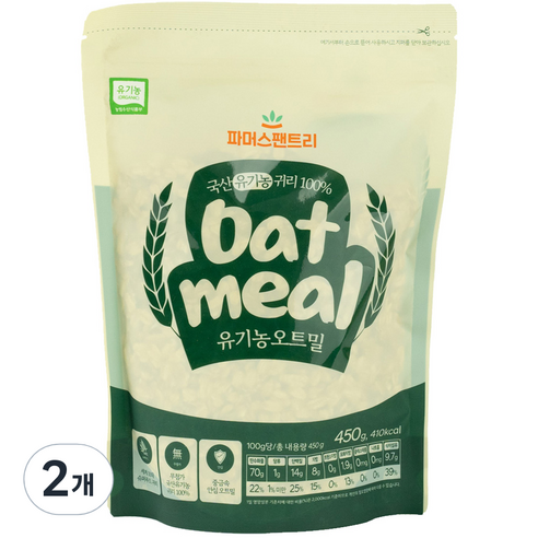 파머스팬트리 유기농 오트밀, 450g, 2개