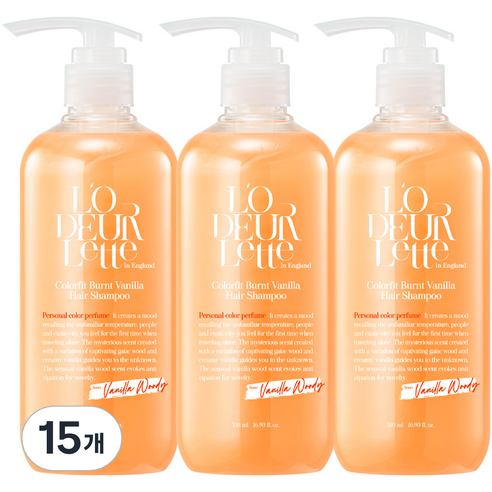 로더렛 인 잉글랜드 컬러핏 번트 바닐라 헤어 샴푸 바닐라 우디향, 500ml, 15개