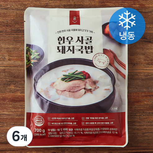 고른 한우사골 돼지국밥 (냉동), 700g, 6개