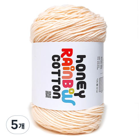 니뜨 허니 레인보우 코튼 뜨개실 100g, 349연피치, 5개