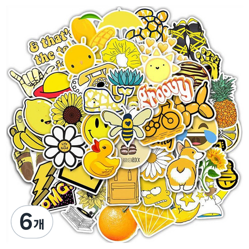 만들하비 캐리어 노트북 다이어리 꾸미기 리무버블 스티커 50p, 03 옐로우, 6개