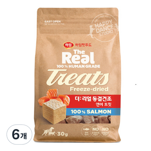 하림펫푸드 더리얼 동결건조 트릿, 연어, 30g, 6개
