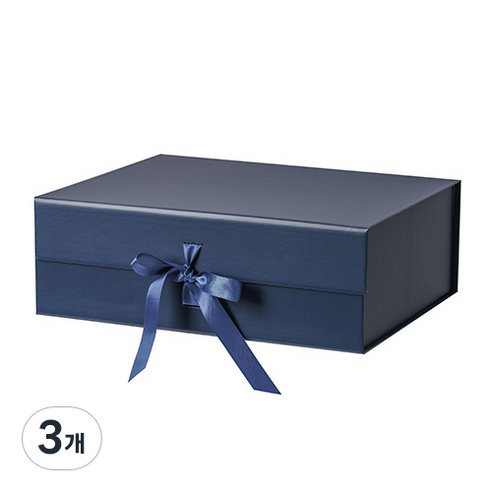 리빙앤도 고급 리본매듭 기프트박스 4호, 네이비, 3개