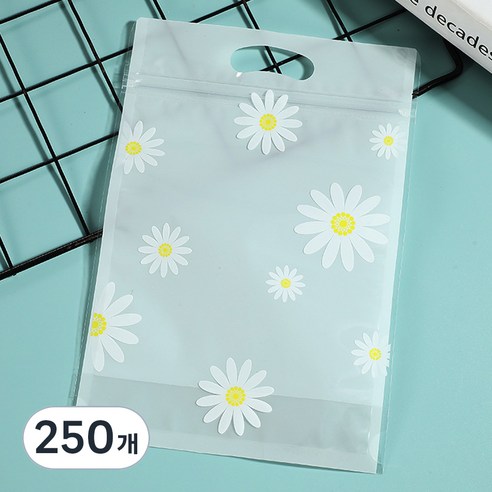 미미파티 감성 귀여운 구디백 손잡이 지퍼백 포장 봉투, 데이지꽃, 250개