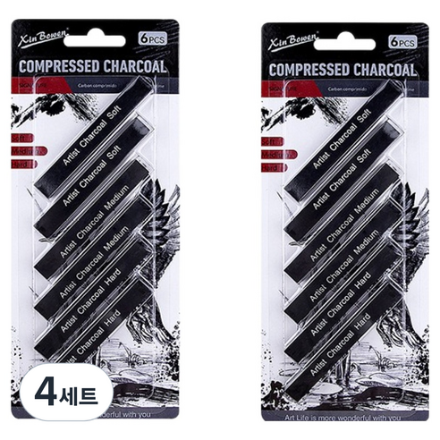 ABM 블랙드로잉 목탄스택 6종 x 2p 세트, 블랙, 4세트