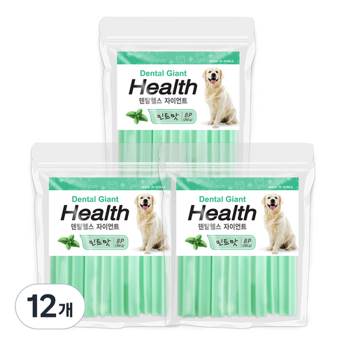 덴탈헬스 자이언트 애견껌, 민트맛, 260g, 12개