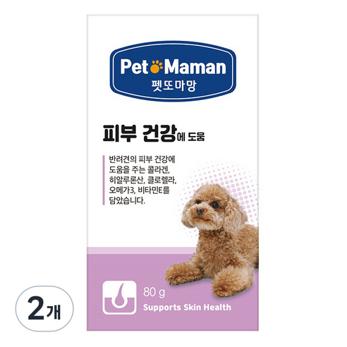 펫또마망 강아지 피부 건강에 도움 피부 영양제 80g, 오리고기맛, 2개, 피부/털개선