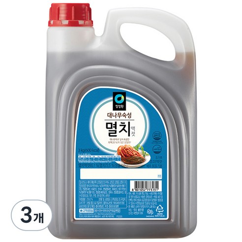 청정원 남해안 멸치 액젓, 3kg, 3개