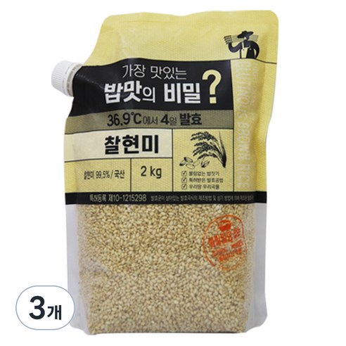 광복농산 4일 발효 찰현미, 2kg, 3개