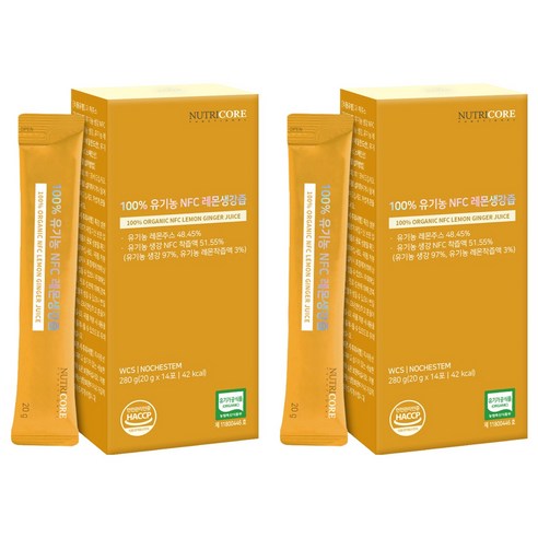 뉴트리코어 유기농 NFC 레몬생강즙 14p, 280g, 2개