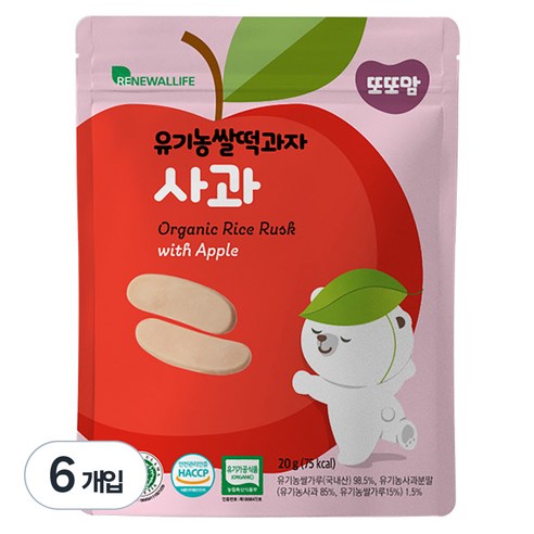또또맘 유기농 쌀떡과자 20g, 사과, 6개