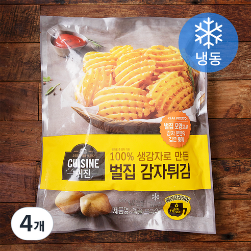 퀴진 와플 프라이 벌집 감자튀김 (냉동), 500g, 4개