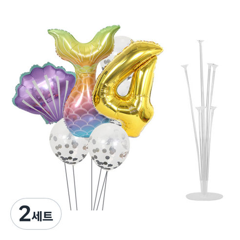 마켓감성 인어공주 스팽글 숫자 풍선세트, 타입4, 2세트