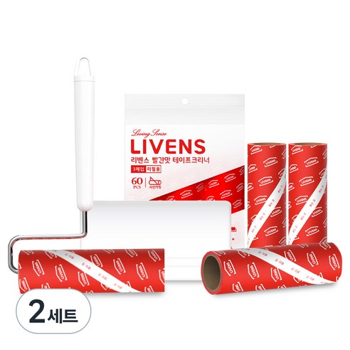 리벤스 펫용 빨간맛 테이프크리너 본품 + 리필 7p + 거치대 세트, 2세트