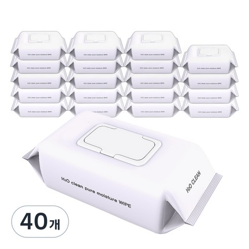 H2O클린 초순수 엠보싱 물티슈 캡형, 50g, 100매, 40개