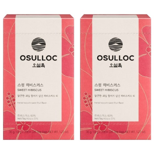 오설록 스윗 히비스커스 티백, 1.8g, 20개입, 2개