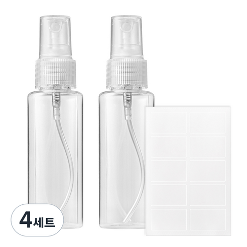 코멧 스프레이 용기 50ml 2개, 4세트, 투명