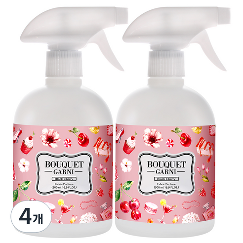 부케가르니 섬유탈취제 블랙체리, 500ml, 4개