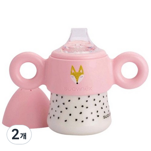 스와비넥스 헬로폭스 양손잡이 스파우트컵 150ml, 핑크, 2개