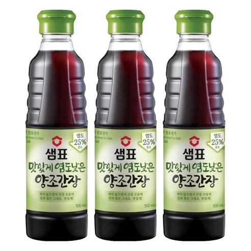 샘표 맛있게 염도낮은 양조간장, 500ml, 3개
