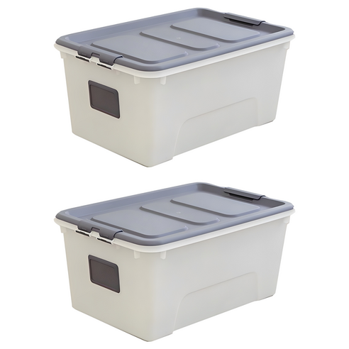 리빙숲 스퀘어 리빙박스, 그레이, 52L, 2개