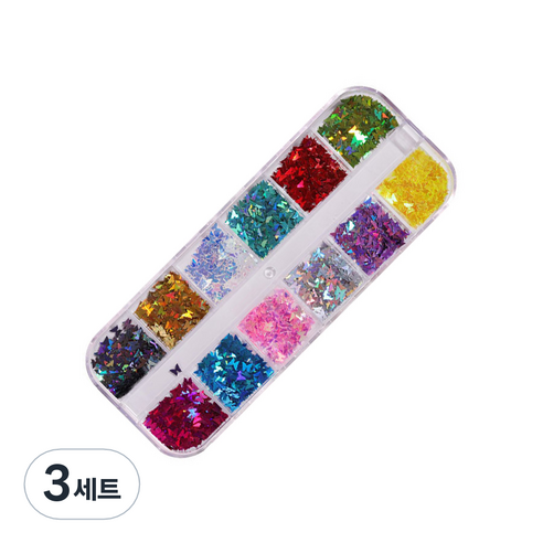 테네져 네일데코 나비글리터 홀로 12종 세트, 오로라, 3세트