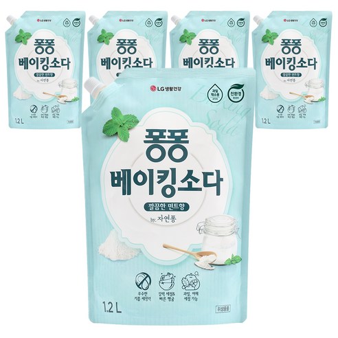 퐁퐁 주방세제 베이킹소다 리필, 1.2L, 5개