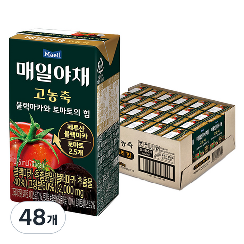 움움 갈아만든 리얼 토마토즙, 100ml, 60개 블랙마카와토마토의힘 12 매일야채 고농축 블랙마카와 토마토의 힘, 48개, 125ml