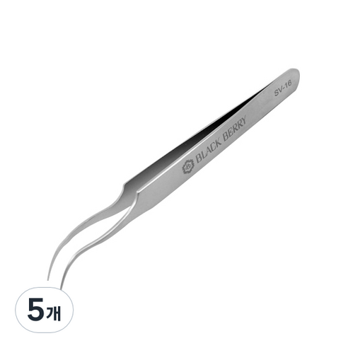 블랙베리 속눈썹연장 핀셋, SV-16, 5개
