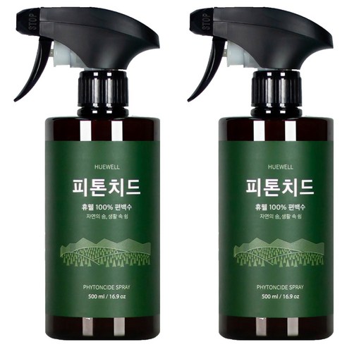 휴웰 100% 편백수 피톤치드 스프레이 블랙, 2개, 500ml