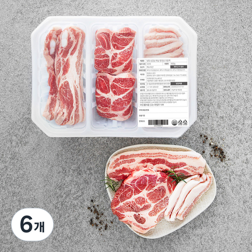 모아미트 캐나다산 보리먹인 삼겹 목살 항정살 모둠팩 (냉장), 900g, 6개