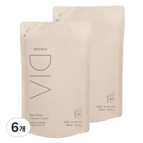 마더케이 유아용 디아 젖병세정제 리필형 무향, 400ml, 6개
