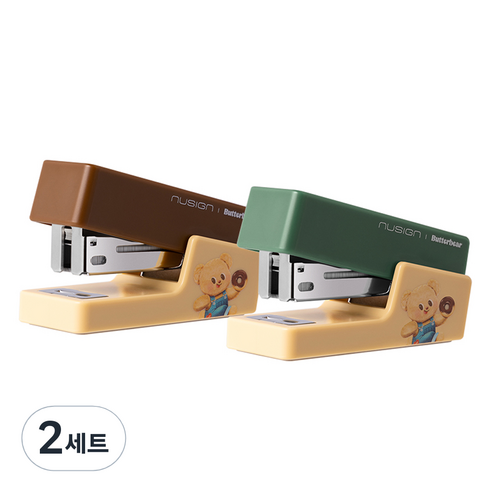 버터베어 미니 스테이플러 + 33호침 세트, 쿠키브라운(스테이플러), 2세트