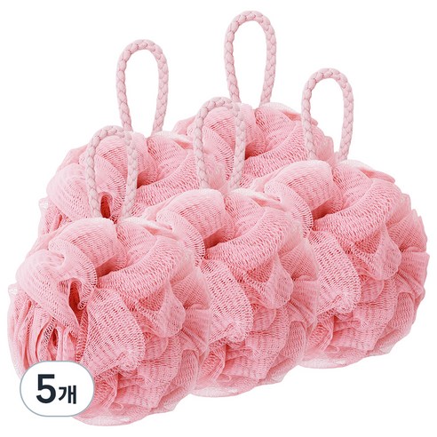 페르노엘 촘촘하고 부드러운 걸이형 버블 샤워볼 세트, 핑크, 5개입, 5개