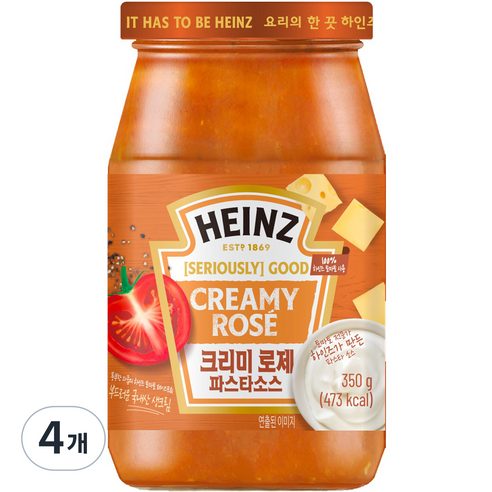 하인즈 크리미 로제 파스타 소스, 350g, 4개