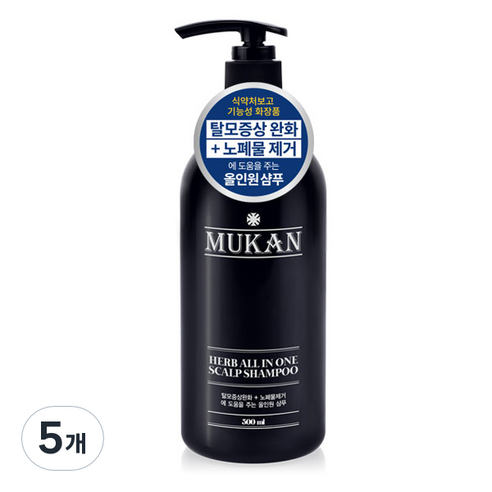 무칸 허브 올인원 두피 샴푸 허브향, 500ml, 5개