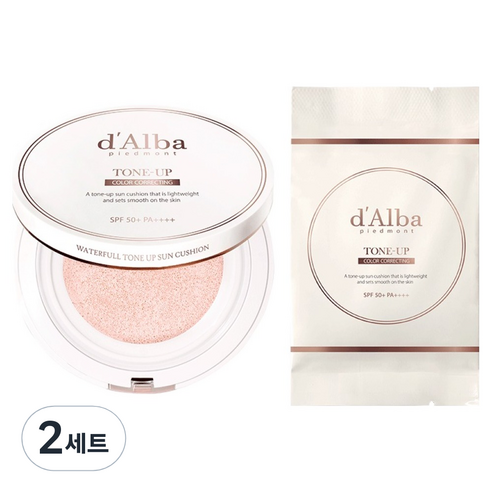 달바 워터풀 톤업 선 쿠션 15g + 리필 세트 SPF50+ PA++++, 2세트