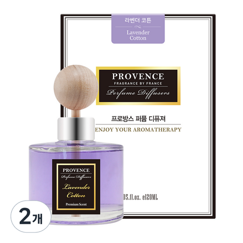 더허브샵 프로방스 퍼퓸 차량용 디퓨저, 라벤더 코튼향, 120ml, 2개