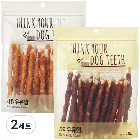 Think your dog teeth 스틱 치킨 24p + 오리 24p 세트, 치킨, 오리, 2세트