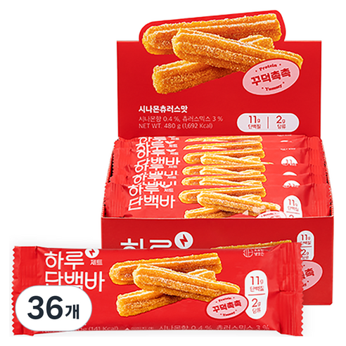 프로틴방앗간 하루단백바 제트 시나몬츄러스맛, 40g, 36개