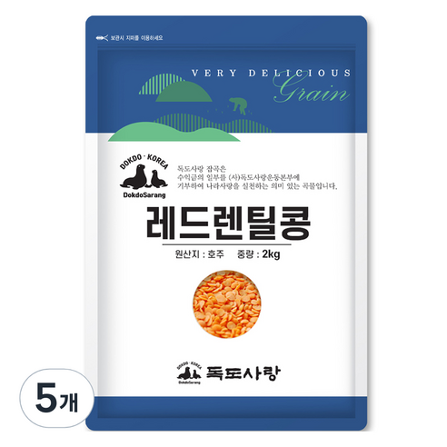 독도사랑 레드렌틸콩, 2kg, 5개