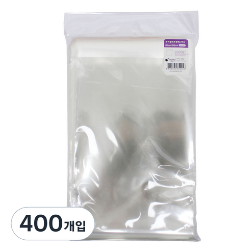 포포팬시 무지 접착 OPP 포장팩 7호, 투명, 400개입